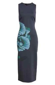 NEW, Ted Baker Cloudi Print Scuba Knit Body-Con Dress Navy Blue Size 1 #MD466 - Picture 1 of 10