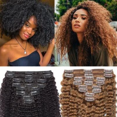 Pinza de cabello rizada afro rizada gruesa 8 piezas en extensiones de cabello 100 % humano de doble trama Foto 1 de 4