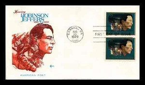 POET ROBINSON JEFFERS 1973 COVERCRAFT CACHET FDC stamp pair UNADDR - Picture 1 of 1