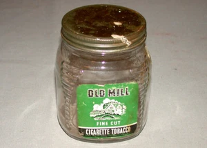 Original 1940's Canada Old Mill  Cigarette Tobacco  Advertising Jar + Label - Picture 1 of 1