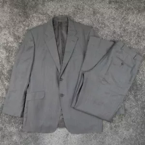 Aquascutum Suit Mens 42S Grey Blazer & Trousers 32 32x32 100% Wool 2Pc Formal - Picture 1 of 24