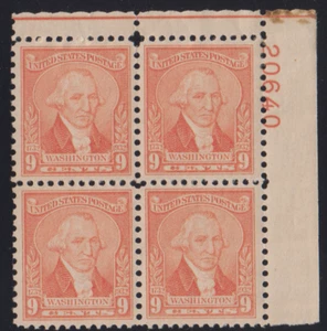 U.S. Sc #714 9 Cent George Washington Bicentennial Plate Block - Picture 1 of 1