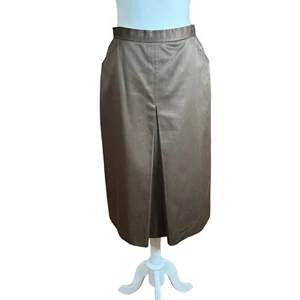 VTG Anne Klein USA Union Made Lined 12 Brown ￼ Neutral Center Pleat Pockets - Picture 1 of 11