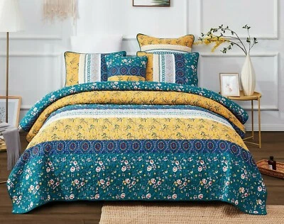 DaDa Bedding Botanical Wild Flowers Floral Cottage Gardenia Quilt Bedspread Set - Image 1 of 4