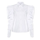 Women Gothic White Formal Blouse Long Puff Sleeve Casual Fashion Blouse Shirt