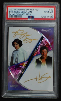 🌟 PRINCESS LEIA / HAN SOLO - 2023 Cosmos Disney 100 AUTO SIGNATURE /25 - PSA 10 - Image 1 of 2