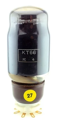 TUBO/VÁLVULA DE VACÍO DE VIDRIO AHUMADO GEC GENALEX KT66 - EXTREMADAMENTE FUERTE Foto 1 de 3