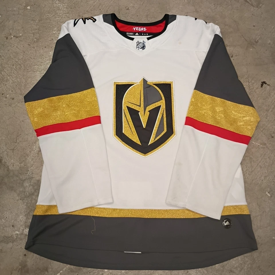 👾NHL Adidas Vegas Golden Knights Authentic Away Jersey White Gold Black Sz 50 - Image 1 of 4
