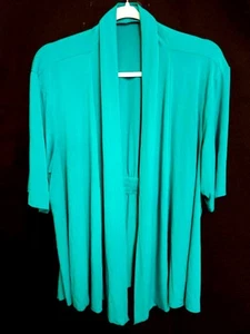 Women's 4X  cardigan top green spandex stretch cinch waist short sleeve open - Picture 1 of 5