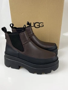 UGG Brisbane Chelsea Boots Damen 7,5 Burnt Cedar Braun Leder Plateau Neu im Karton - Bild 1 von 9