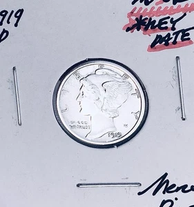 1919-D Denver Mint Mercury Dime, Superb Gem BU+++, RARE This Nice! - Picture 1 of 2