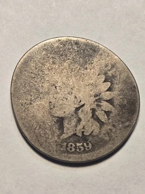 1859 Indian Head Cent 1c Penny, AG Details, Damaged - Exact Coin Shown - Image 1 of 2