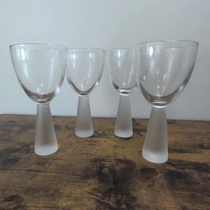 4 x Vintage Retro Artland Prescott Thick Frosted Stem Wine Glasses/Goblets - Picture 1 of 6