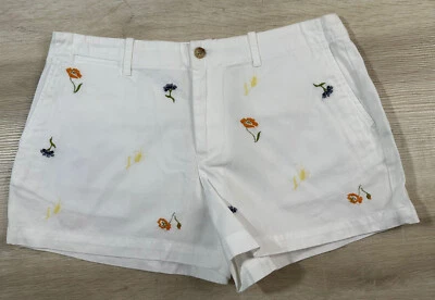 NWOT Polo Ralph Lauren Womens Shorts White 4 Floral Embroidered Chino - Image 1 of 4