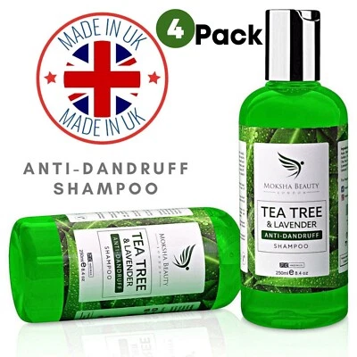 TEA TREE DANDRUFF SHAMPOO - 4 x 250ml USE FOR HEALTHY HAIR SCALP SHINY HAIR - Image 1 of 4