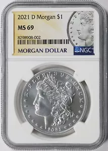 2021-D Morgan Silver Dollar $1 NGC MS69 - Picture 1 of 4