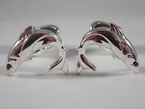 LINKS OF LONDON STERLING HERITAGE SALMON FISH w/ SAPPHIRE EYES T-BAR CUFFLINKS - Picture 1 of 6