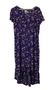 Knox Rose Blue Dress Womens XL Blue Floral Hi-Low Boho Cottage Core Y2K Blouson - Picture 1 of 13