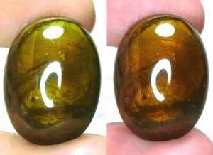 HUGE 46ct Color Change Sphene Green Gold to Red Natural Mined Unheated Oval Cab - Picture 1 of 5