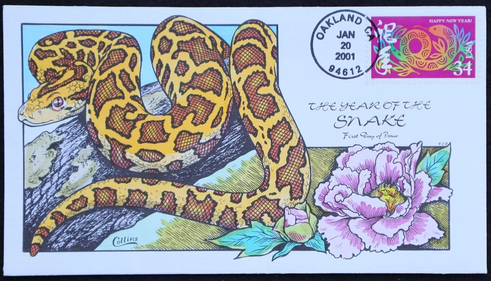 U.S. Used #3500 34c Chinese New Year - Snake 2001 Collins First Day Cover (FDC) - Image 1 of 1