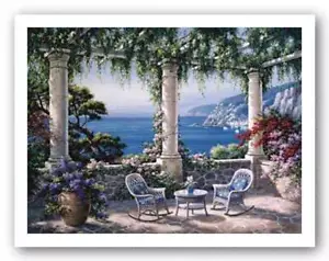 Mediterranean Terrace Sung Kim Sailing Art Print 28x22 - Picture 1 of 1