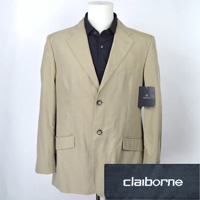Claiborne Mens Blazer Sport Coat Size 42R Tan Lyocell Casual Light Travel Jacket - Image 1 of 4