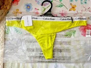 CALVIN KLEIN 🌼 Citrina Yellow Catrina Thong Size L String - Picture 1 of 5