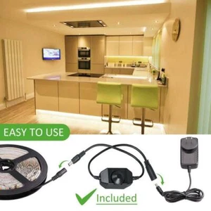 5m 2835 LED Under Cabinet Strip Lighting Kit Kitchen Shelf Counter Closet Light - Picture 1 of 12