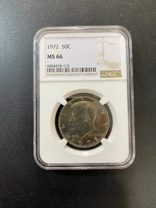 1972 P KENNEDY HALF DOLLAR NGC MS-66 - UNCIRCULATED - CLAD - CERTIFIED SLAB -50C - Picture 1 of 2