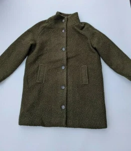STOLEN HEART Funnel Neck Boucle Coat in Olive - SIZE UK 16 - Picture 1 of 5