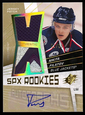 08/09 UD SPX NIKITA FILATOV #159 ROOKIE DUAL COLOR JERSEY AUTO SIGNED GOLD 1/25 - Image 1 of 2