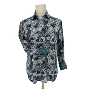 Robert Graham Woven Button Front Long Sleeve Shirt Edgar Navy Tattoo Floral M - Bild 1 von 9