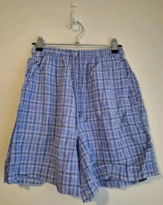 Vintage 90s Women's Fresh Produce Plaid Shorts, Blue w/ Pockets- Size Small (80) - Picture 1 of 4