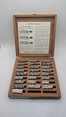 Kingsley 48PT TYPO Machine Co Juego de fuentes tipo letra lámina caliente DE COLECCIÓN MADERA LEER Foto 1 de 4