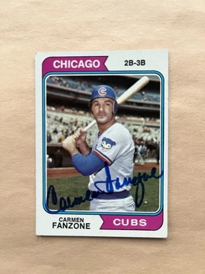 1974 Topps #484 Chicago Cubs Carmen Fanzone Autograph - Image 1 of 3