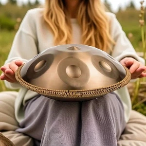 ✅ 9 Noten HANDPAN 22 Gold 440 Hz Zubehör Drum 55 cm Rostfrei D Moll Meditation ✅ - Bild 1 von 9