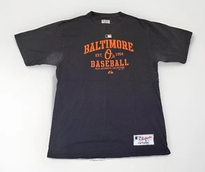 Majestic Men's Baltimore Orioles T Shirt Size Medium Black Short Sleeve Logo O’s - Picture 1 of 9