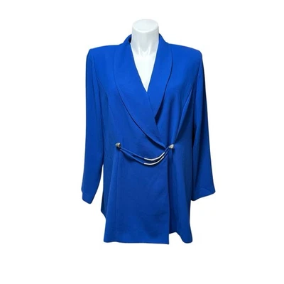 Danny & Nicole Women’s Plus 18W Jacket Cobalt Blue Long Sleeve Unlined Blazer - Image 1 of 4