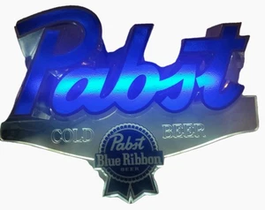 Vintage Pabst Blue Ribbon PBR Leuchtschild Kobaltblau Silber Werbung Promo - Bild 1 von 21
