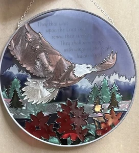 Joan Baker Wings Like Eagle Mountain Stained Glass Window Hanger Isaiah 40:31 - Picture 1 of 11