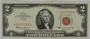 1963 $2 Dollar Bill Red Seal STAR Note CH AU - Picture 1 of 2