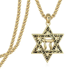 Davidstern Halskette 925 Sterling Silber Chai Jewish Star Necklace Jewish J... - Bild 1 von 7