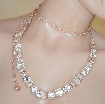 Cintura gioiello donna oro rosa strass cristalli trasparenti fiori metallo UX67 - Immagine 1 di 4