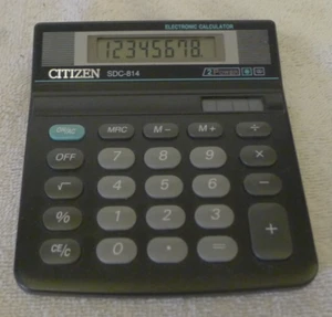 Calcolatrice solare elettronica Citizen SDC-814 display 8 cifre -vintage-TESTATA-RARA - Foto 1 di 8
