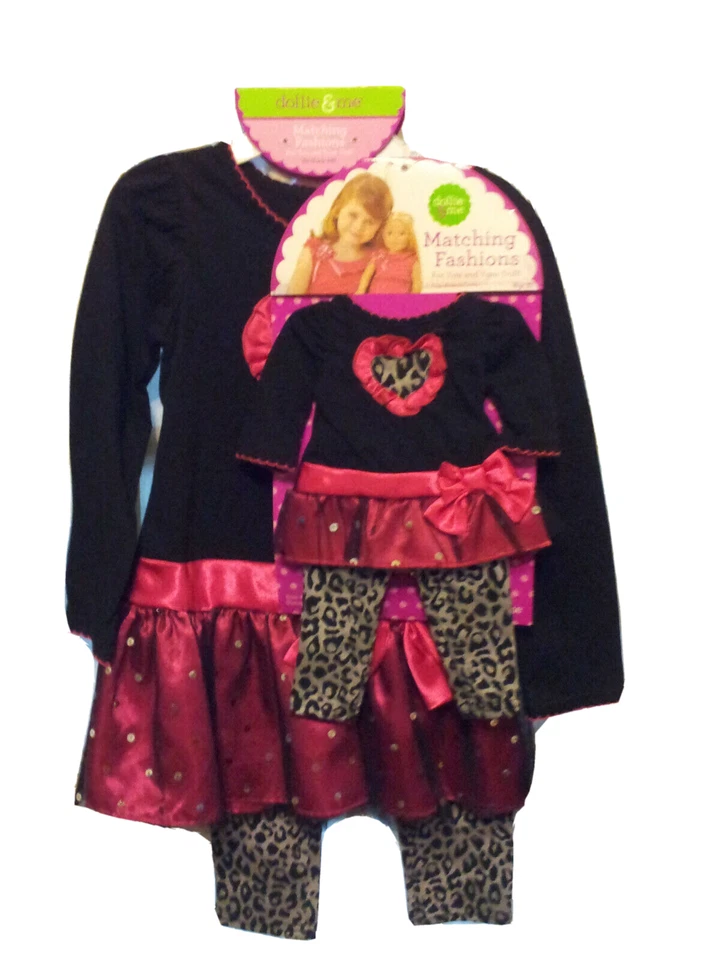 Dollie & Me Top & Animal Print Leggings Size 4 Matching Set 4 PCS Fits 18" Doll - Image 1 of 4