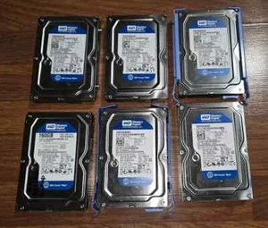 LOT 6 Western Digital Caviar Blue Hard Drive Lot HDD 5X 250GB + 160GB SATA 3.5" - Picture 1 of 6