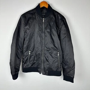 INC International Concepts Black Bomber Jacket Mens Size Small Full Zip Coat - Picture 1 of 8
