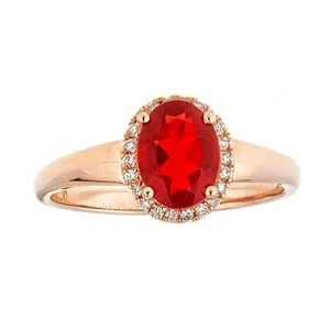 Gin and Grace Savannah 14K Rose Gold Oval-Cut Mexican Fire Opal Ring Band 5 - Picture 1 of 13