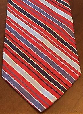 Corbata de cuello vintage Tommy Hilfiger roja azul a rayas 100 % seda para hombre hecha en Estados Unidos Foto 1 de 4