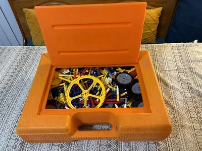 Lot Vintage K'NEX Orange Hard KNEX Carrying Case Organizer 1995 Toy Build Kit - Image 1 of 4